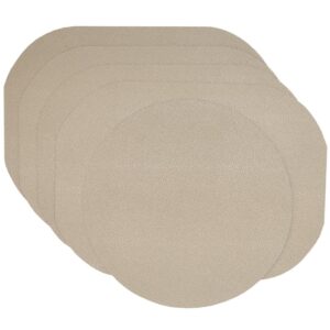 Sweet Pea Linens - Tan Dot Vinyl Wipe Clean Oval Placemats - Set of Four plus Center Round-Charger (SKU#: RS5-1040-V3) - Main Product Image