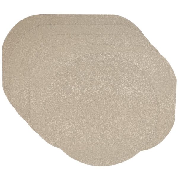 RS5-1040-V3-1 Sweet Pea Linens - Tan Dot Vinyl Wipe Clean Oval Placemats - Set of Four plus Center Round-Charger (SKU#: RS5-1040-V3) - Main Product Image