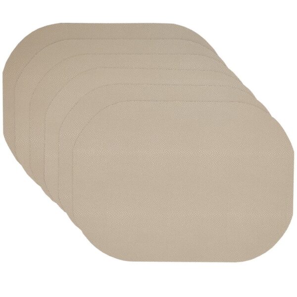 RS6-1040-V3-1 Sweet Pea Linens - Tan Dot Vinyl Wipe Clean Oval Placemats - Set of Six (SKU#: RS6-1040-V3) - Main Product Image