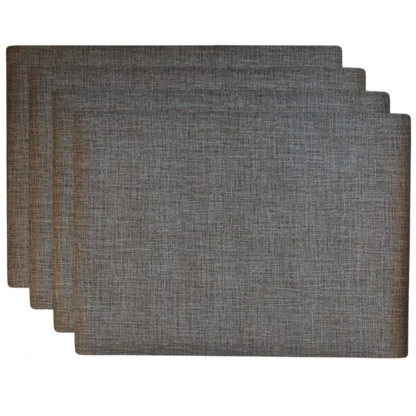 RS4-1002-V4-1 Sweet Pea Linens - Silver & Black Vinyl Wipe Clean Rectangle Placemats - Set of Four (SKU#: RS4-1002-V4) - Main Product Image