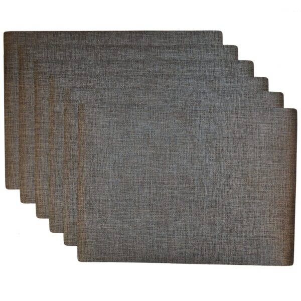 RS6-1002-V4-1 Sweet Pea Linens - Silver & Black Vinyl Wipe Clean Rectangle Placemats - Set of Six (SKU#: RS6-1002-V4) - Main Product Image