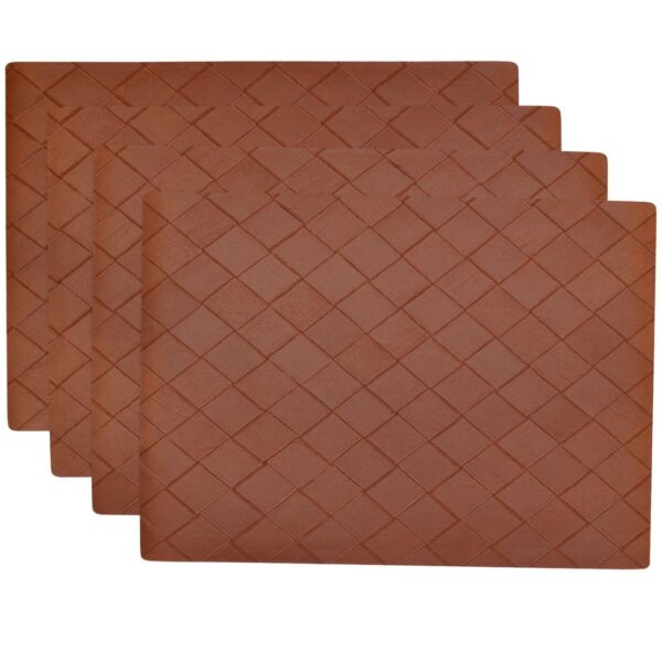 RS4-1002-V5-1 Sweet Pea Linens - Brick Leather Look Vinyl Wipe Clean Rectangle Placemats - Set of Four (SKU#: RS4-1002-V5) - Main Product Image