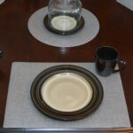 Sweet Pea Linens - Silver & Grey Vinyl Wipe Clean Rectangle Placemats - Set of Six (SKU#: RS6-1002-V7) - Table Setting