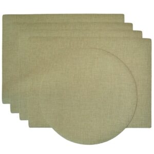 Sweet Pea Linens - Green Vinyl Wipe Clean Rectangle Placemats - Set of Four plus Center Round-Charger (SKU#: RS5-1002-V8) - Main Product Image