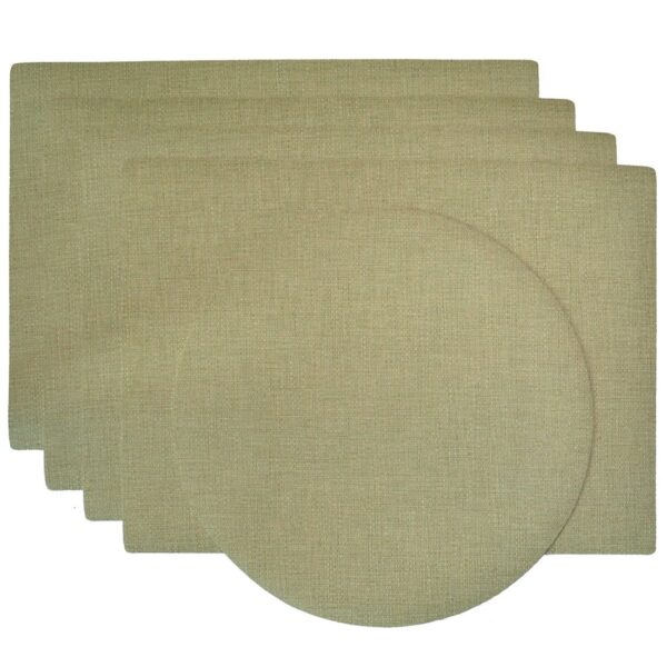 RS5-1002-V8-1 Sweet Pea Linens - Green Vinyl Wipe Clean Rectangle Placemats - Set of Four plus Center Round-Charger (SKU#: RS5-1002-V8) - Main Product Image