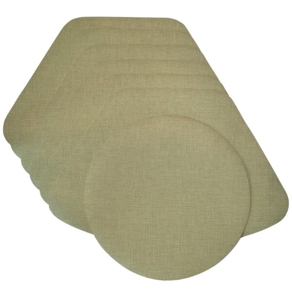 RS7-1006-V8-1 Sweet Pea Linens - Green Vinyl Wipe Clean Wedge-Shaped Placemats - Set of Six plus Center Round-Charger (SKU#: RS7-1006-V8) - Main Product Image