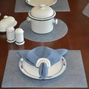 Sweet Pea Linens - Dusty Blue Vinyl Wipe Clean Rectangle Placemats - Set of Four (SKU#: RS4-1002-V9) - Table Setting