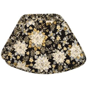 Sweet Pea Linens - Quilted Black, Silver & Gold Christmas Poinsettia Wedge-Shaped Placemat (SKU#: R-1006-X4) - Main Product Image