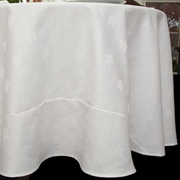 R-1065-Y1-1 Sweet Pea Linens - Solid White Jacquard 90 inch Round Table Cloth (SKU#: R-1065-Y1) - Main Product Image