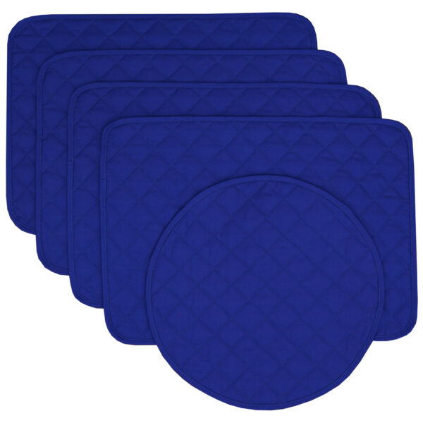 RS5-1001-Y11-1 Sweet Pea Linens - Solid Royal Blue Quilted Rectangle Placemats - Set of Four plus Center Round-Charger (Copy) (SKU#: RS5-1001-Y11) - Main Product Image