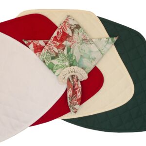 Sweet Pea Linens - Red, Green & Ivory Christmas Poinsettia Batik Cloth Napkin (SKU#: R-1010-Y20) - Table Setting