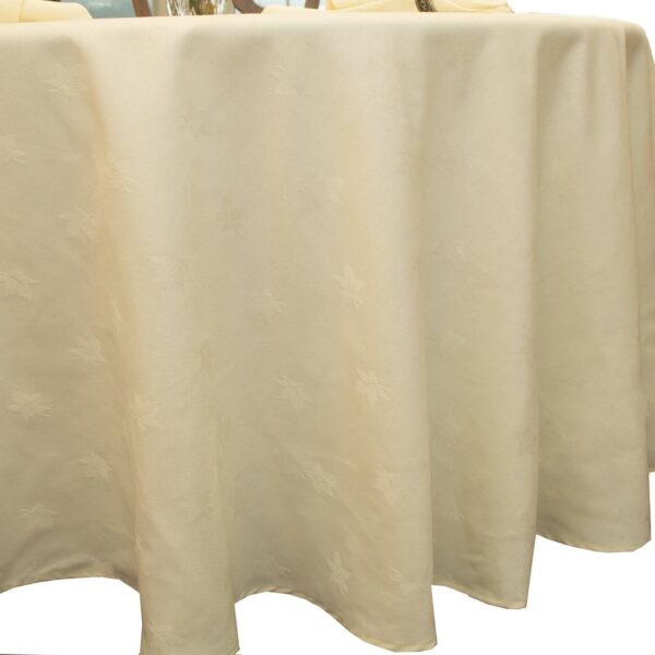 R-1064-Y2-1 Sweet Pea Linens - Solid Ivory Jacquard 70 inch Round Table Cloth (SKU#: R-1064-Y2) - Main Product Image