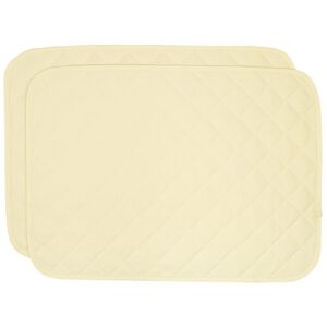 Sweet Pea Linens - Solid Ivory Quilted Jacquard Rectangle Placemats - Set of Two (SKU#: RS2-1001-Y2) - Main Product Image
