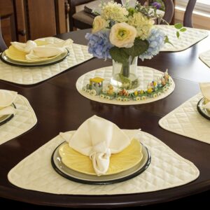 Solid Ivory Quilted Jacquard Table Linen Collection