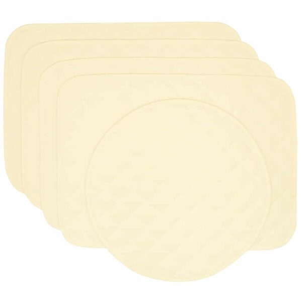 RS5-1001-Y2-1 Sweet Pea Linens - Solid Ivory Quilted Jacquard Rectangle Placemats - Set of Four plus Center Round-Charger (SKU#: RS5-1001-Y2) - Main Product Image