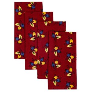 Sweet Pea Linens - Burgundy Leaf Rolled Hem Cloth Napkins - Set of Four (SKU#: RS4-1010-Y32) - Main Product Image