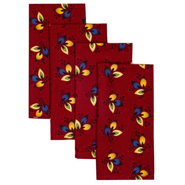 RS4-1010-Y32-1 Sweet Pea Linens - Burgundy Leaf Rolled Hem Cloth Napkins - Set of Four (SKU#: RS4-1010-Y32) - Main Product Image
