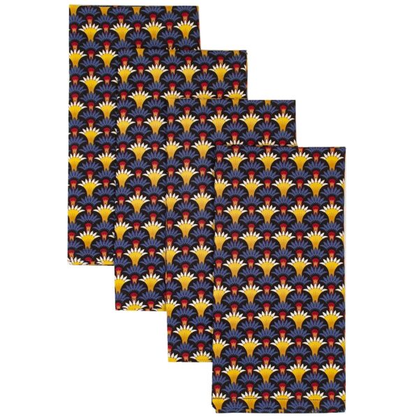 RS4-1010-Y33-1 Sweet Pea Linens - Blue Foulard Rolled Hem Cloth Napkins - Set of Four (SKU#: RS4-1010-Y33) - Main Product Image
