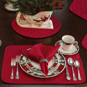 Solid Red Quilted Table Linen Collection
