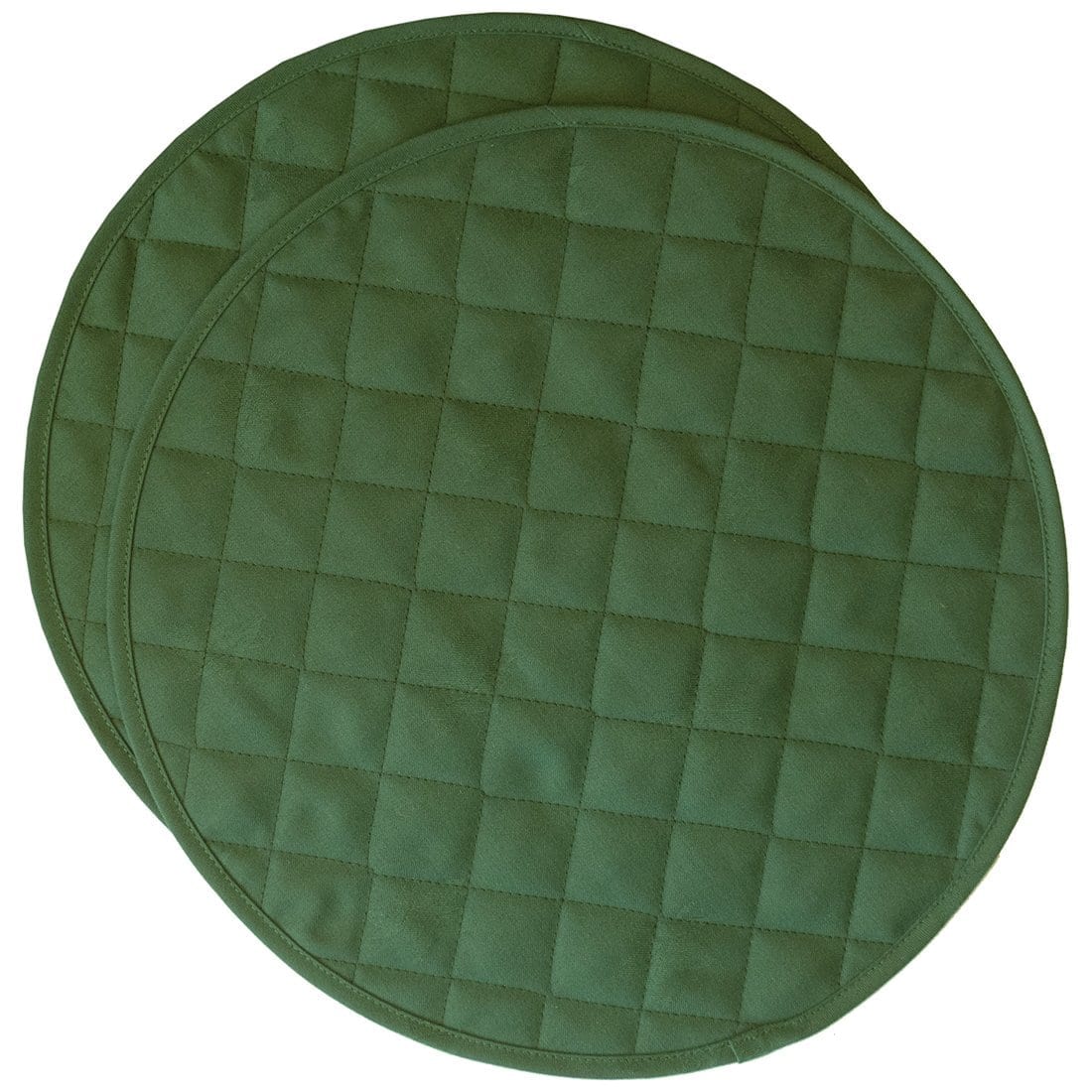 Sweet Pea Linens - Solid Green Quilted Jacquard Charger-Center Round Placemats - Set of Two (SKU#: RS2-1015-Y5) - Main Product Image