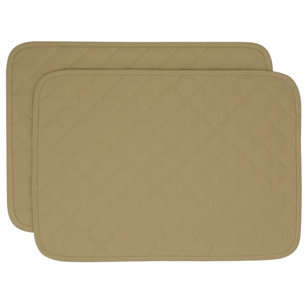 R-1001-Y7-1 Sweet Pea Linens - Solid Khaki Tan Quilted Rectangle Placemat (SKU#: R-1001-Y7) - Main Product Image