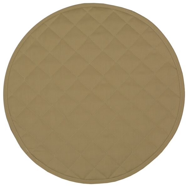 R-1015-Y7-1 Sweet Pea Linens - Solid Khaki Tan Quilted Charger-Center Round Placemat (SKU#: R-1015-Y7) - Main Product Image