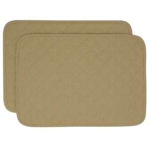 Sweet Pea Linens - Solid Khaki Tan Quilted Rectangle Placemats - Set of Two (SKU#: RS2-1001-Y7) - Main Product Image