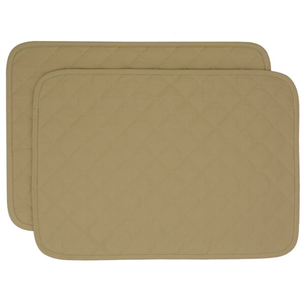 RS2-1001-Y7-1 Sweet Pea Linens - Solid Khaki Tan Quilted Rectangle Placemats - Set of Two (SKU#: RS2-1001-Y7) - Main Product Image