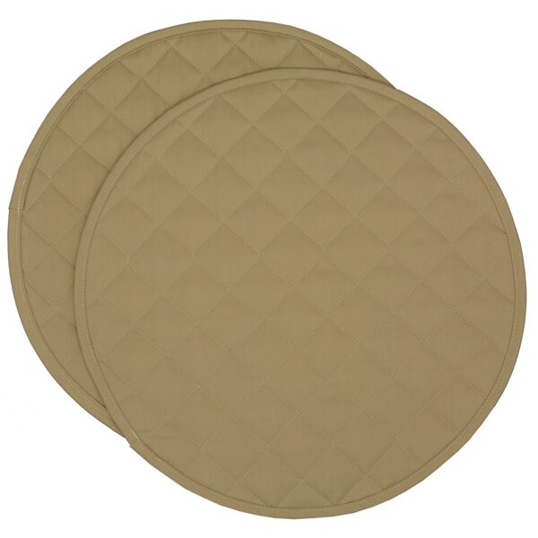 RS2-1015-Y7-1 Sweet Pea Linens - Solid Khaki Tan Quilted Charger-Center Round Placemats - Set of Two (SKU#: RS2-1015-Y7) - Main Product Image