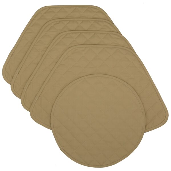 RS5-1006-Y7-1 Sweet Pea Linens - Solid Khaki Tan Quilted Wedge-Shaped Placemats - Set of Four plus Center Round-Charger (SKU#: RS5-1006-Y7) - Main Product Image
