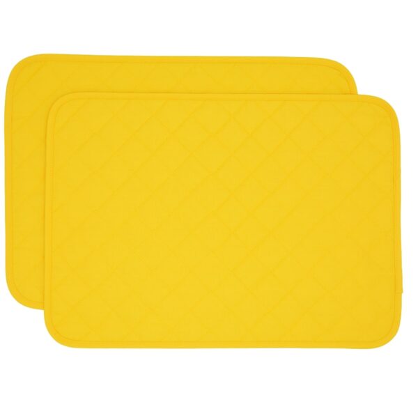 RS2-1001-Y8-1 Sweet Pea Linens - Solid Bright Yellow Quilted Rectangle Placemats - Set of Two (SKU#: RS2-1001-Y8) - Main Product Image