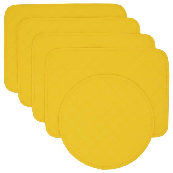 RS5-1001-Y8-1 Sweet Pea Linens - Solid Bright Yellow Quilted Rectangle Placemats - Set of Four plus Center Round-Charger (SKU#: RS5-1001-Y8) - Main Product Image