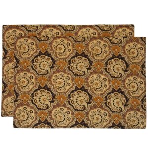 Sweet Pea Linens - Brown & Black Filigree Print Rectangle Placemat (SKU#: R-1002-Z2) - Main Product Image